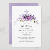 Dusty Violet Poppy Bläsertaufen oder Weihnachten Einladung (Vorne/Hinten)