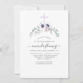 Dusty Violet Poppy Bläsertaufen oder Weihnachten Einladung (Vorderseite)