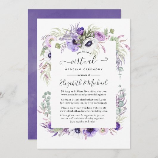 Dusty Violet Watercolor Blumenzwiebeln Einladung (Vorne/Hinten)