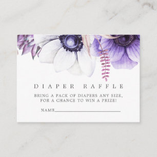 Dusty Violet Watercolor Floral Baby Diaper Raffel Begleitkarte