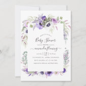 Dusty Violet Watercolor Floral Baby Dusche Einladung (Vorderseite)