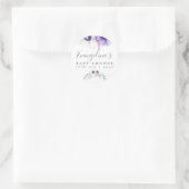 Dusty Violet Watercolor Floral Baby Dusche Runder Aufkleber (Tasche)