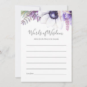 Dusty Violet Watercolor Floral Baby Shower Ratschl Hinweiskarte