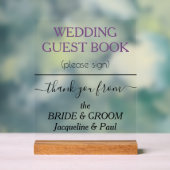 Dusty Violet Wedding Guest Book Clear Acrylschild (Neutral)