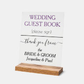Dusty Violet Wedding Guest Book Clear Acrylschild (Winkel)