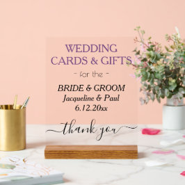 Dusty Violet Wedding NAMES Cards - Klare Geschenke Acrylschild