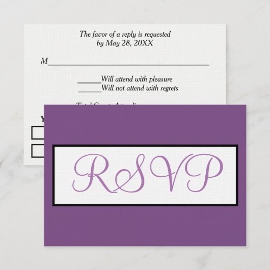 Dusty Violet Wedding RSVP Skript Karte (Vorne/Hinten)