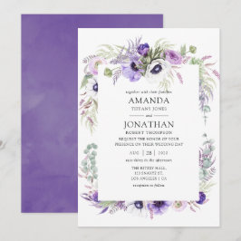 Dusty Violet Wedding Watercolor Floral Einladung