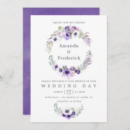 Dusty Violet Wedding Watercolor Floral Einladung
