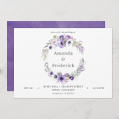 Dusty Violet Wedding Watercolor Floral Einladung (Vorne/Hinten)