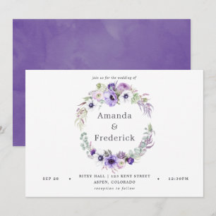 Dusty Violet Wedding Watercolor Floral Einladung