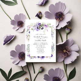 Dusty Violet Wedding Watercolor Floral Einladung