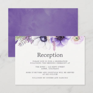 Dusty Violet Wedding Watercolor Floral Empfang Einladung