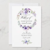 Dusty Violet Wedding Watercolor Floral Foto Invit Einladung (Vorderseite)
