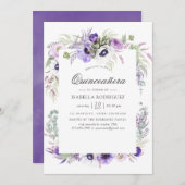 Dusty Violet Wedding Watercolor Quinceañera Einladung (Vorne/Hinten)