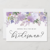 Dusty violette Blumen werden Sie mein Bridesman se Einladung (Vorderseite)