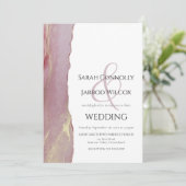 Dusty Viva Magenta Wedding Einladung (Stehend Vorderseite)