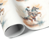 Dusty Western Wasserfarbe "Bucking Bronco" Geschenkpapier (Rolleneckpunkt)