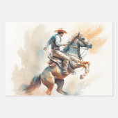Dusty Western Wasserfarbe "Bucking Bronco" Geschenkpapier Set (Vorderseite 2)