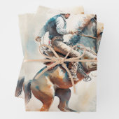Dusty Western Wasserfarbe "Bucking Bronco" Geschenkpapier Set (Beispiel)