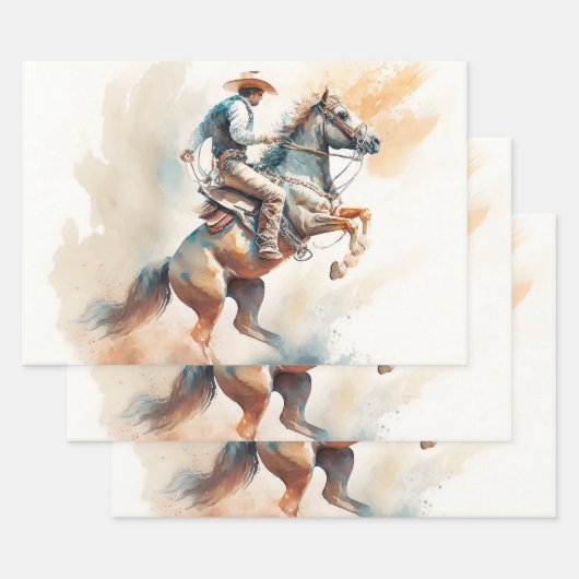 Dusty Western Wasserfarbe "Bucking Bronco" Geschenkpapier Set (Set)
