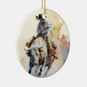Dusty Western Wasserfarbe "Rodeo Bull Rider" Keramik Ornament (Rechts)