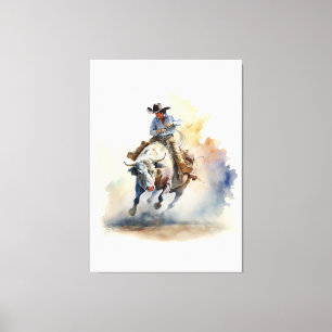 Dusty Western Wasserfarbe "Rodeo Bull Rider" Leinwanddruck
