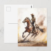 Dusty Western Watercolor Cowboy Riding Mustang Postkarte (Vorne/Hinten)