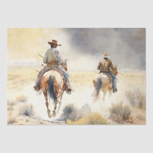 Dusty Western Watercolor "Prairie Storm" Seidenpapier (Vorderseite)