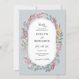 Dusty Wildblume Watercolor Hochzeit Einladung