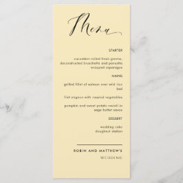 Dusty Yellow, Calligraphy Wedding / Empfang Menu Menükarte