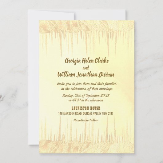 Dusty Yellow Icicle Wedding Invitation Card (Vorderseite)