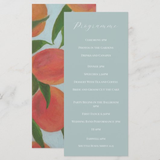 Dustyrosa und grünes florales Hochzeitsprogramm au Programm (Vorne/Hinten)