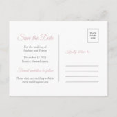 Dusy Pink & Silver Snowflakes Winter Save the Date Ankündigungspostkarte (Rückseite)