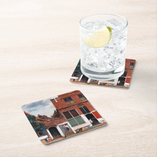 Dutch Alley, Johannes Vermeer Rechteckiger Pappuntersetzer (Vor Ort)