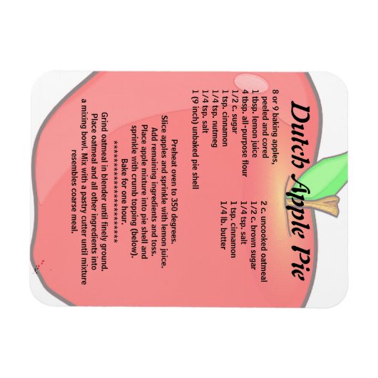 Dutch Apple Pie Recipe Magnet (Horizontal)