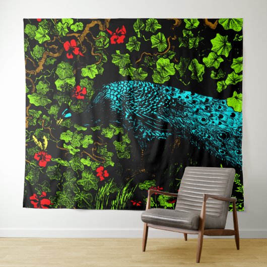 Dutch Art Nouveau Peacock and Butterfly Wandteppich (Beispiel (Horizontal))