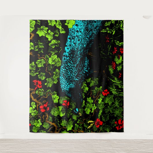 Dutch Art Nouveau Peacock and Butterfly Wandteppich (Vorderseite)