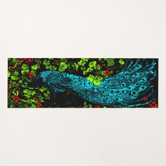Dutch Art Nouveau Peacock and Butterfly Yogamatte (Vorderseite (Horizontal))