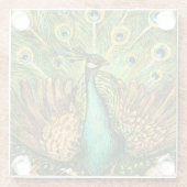 Dutch Art Nouveau Peacock and Chickens Glasuntersetzer (Rückseite)