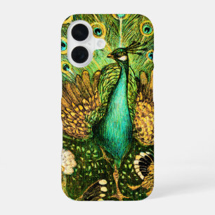 Dutch Art Nouveau Peacock and Chickens iPhone 16 Hülle