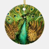Dutch Art Nouveau Peacock and Chickens Keramik Ornament (Vorne)