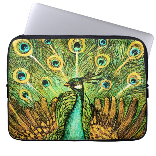 Dutch Art Nouveau Peacock and Chickens Laptopschutzhülle (Vorderseite)