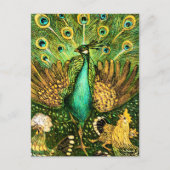 Dutch Art Nouveau Peacock and Chickens Postkarte (Vorderseite)