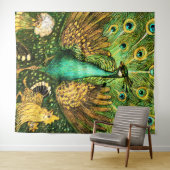 Dutch Art Nouveau Peacock and Chickens Wandteppich (Beispiel (Horizontal))