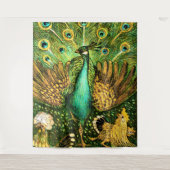 Dutch Art Nouveau Peacock and Chickens Wandteppich (Vorderseite)