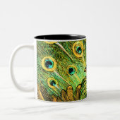 Dutch Art Nouveau Peacock and Chickens Zweifarbige Tasse (Links)