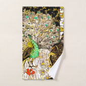 Dutch Art Nouveau Peacock and Owls Badhandtuch Set (Handtuch)