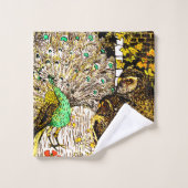 Dutch Art Nouveau Peacock and Owls Badhandtuch Set (Waschlappen)