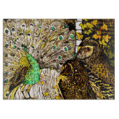 Dutch Art Nouveau Peacock and Owls Schneidebrett (Vorderseite)